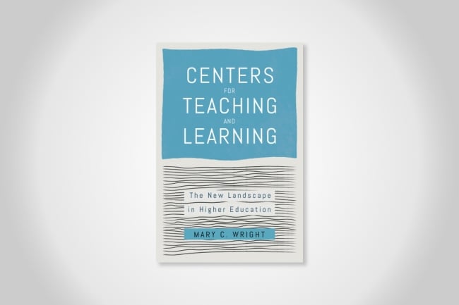 The cover of Mary C. Wright's book, Centers for Teaching and Learning, which is blue and white, on a white background.