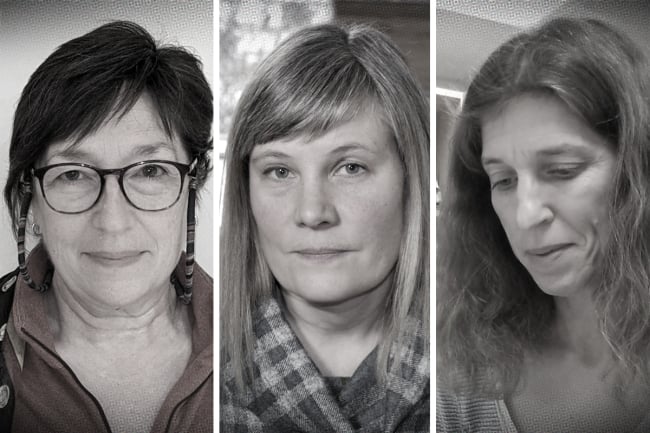 Photos of three academics who would've been on a now-canceled panel: Silvia Carrasco, Kathleen Lowrey and Elizabeth Weiss