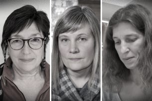 Photos of three academics who would've been on a now-canceled panel: Silvia Carrasco, Kathleen Lowrey and Elizabeth Weiss