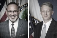 Official head shots of U.S. secretary of education Miguel Cardona and under secretary James Kvaal side by side.