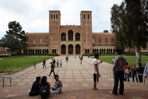 Students walk on campus at UCLA.