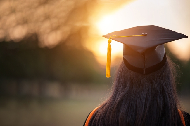 Person wearing graduation cap